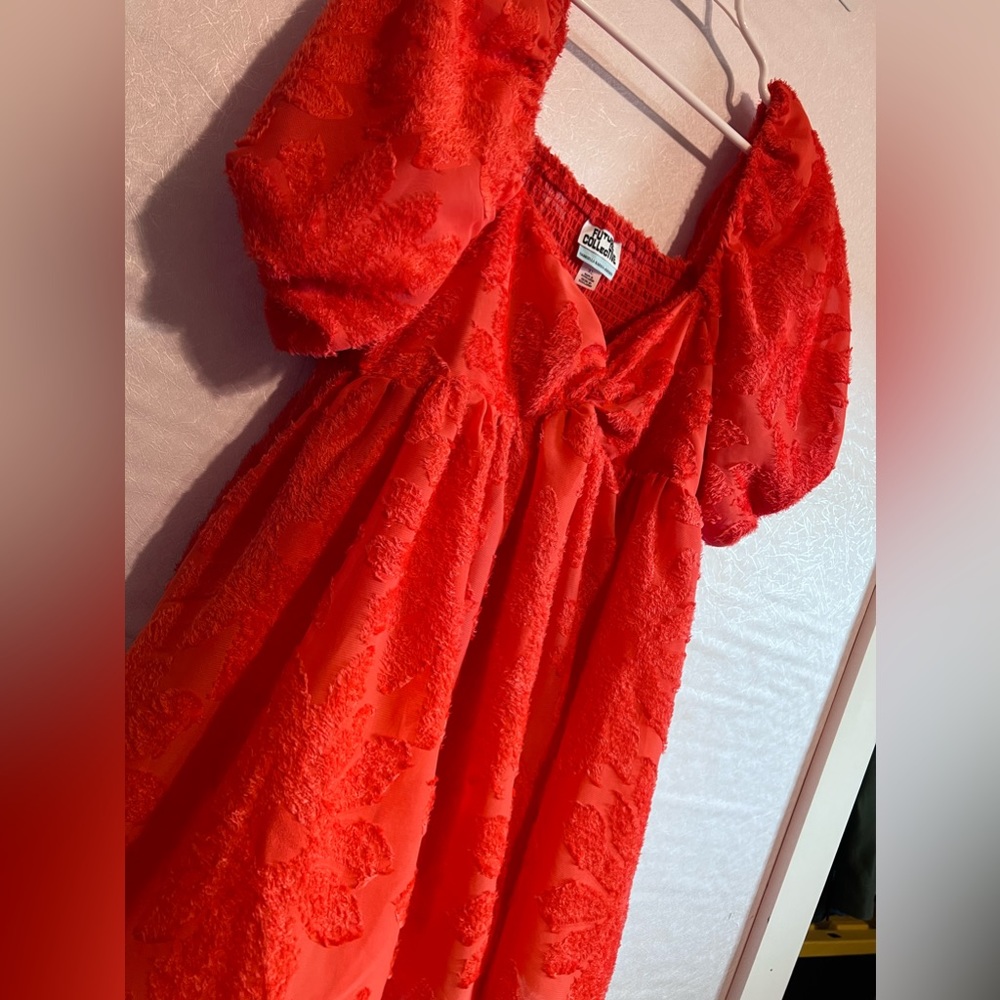 Future Collective Soft Floral Frilly Coral Dress! NWOT